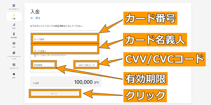 カード情報を入力