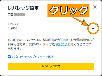 レバレッジ設定