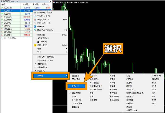 MT5スプレッド表示