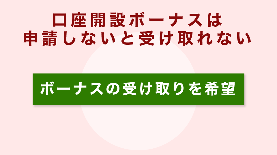 口座開設ボーナスは申請しないと受け取れない