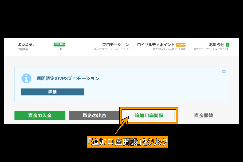 XM　口座開設　「追加口座」