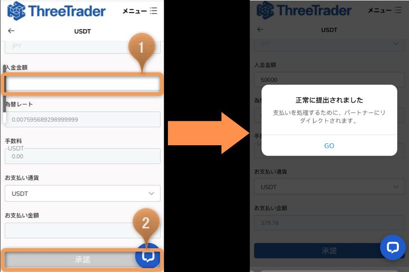 ThreeTrader入金「USDT3」