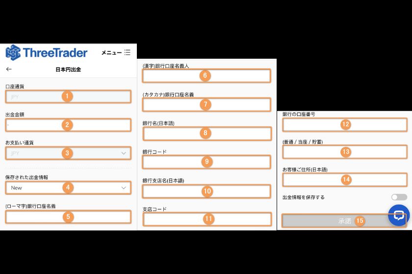 「ThreeTrader　出金」　銀行振込2