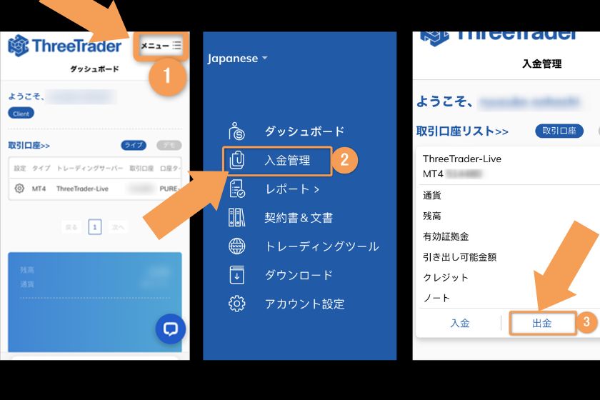 「ThreeTrader　出金」　出金方法4