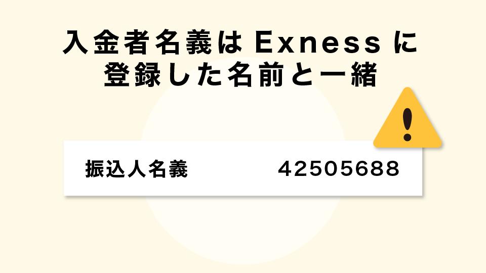 入金者名義はExnessに登録した名前と一緒でなければいけない