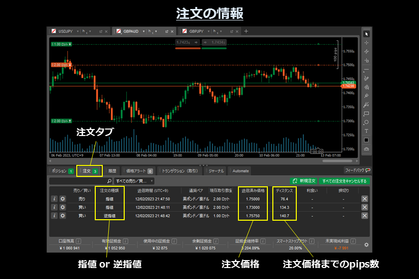 画像⑯　AXIORYのcTrader「注文の情報」