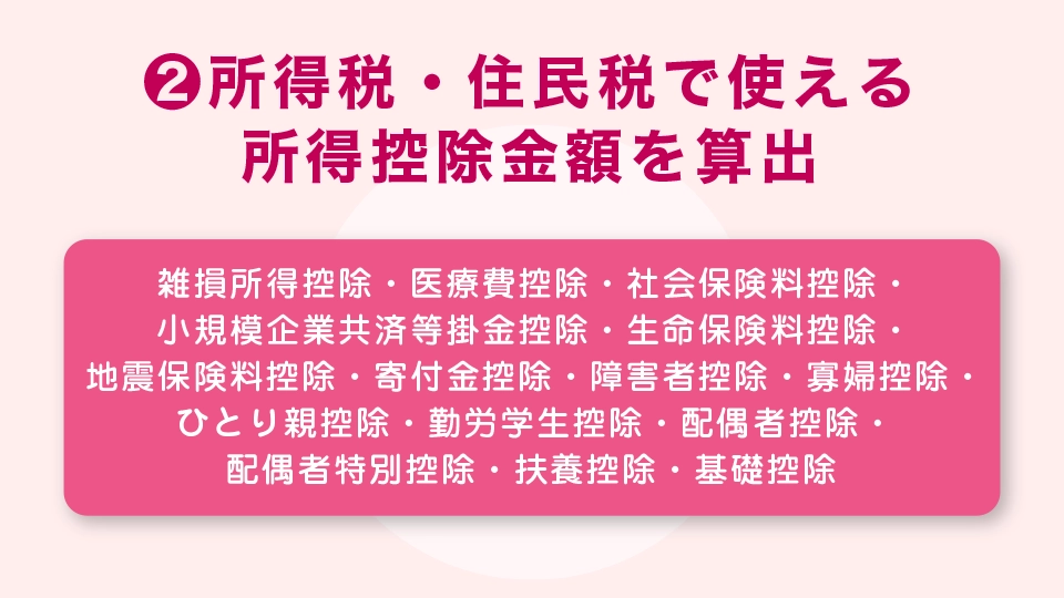 ❷所得税・住民税で使える所得控除金額を算出