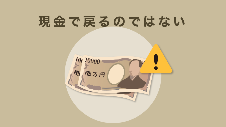 現金で戻るのではない