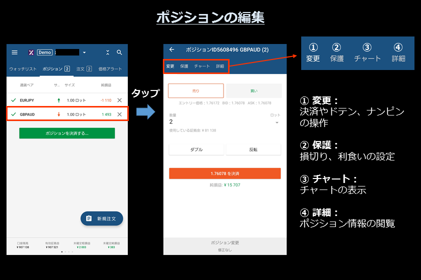 画像16 　AXIORYのcTrader スマホ「ポジション2」