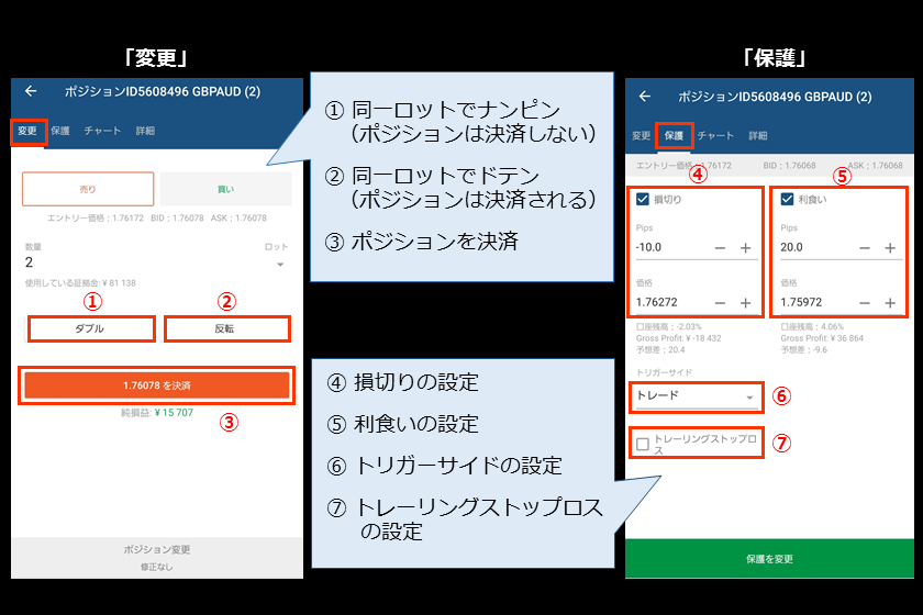 画像17 　AXIORYのcTrader スマホ「ポジション3」