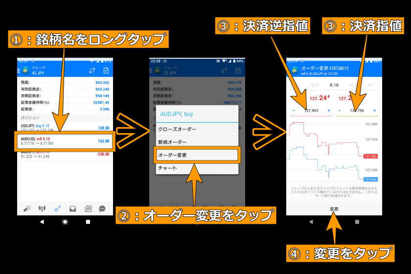 画像139：MT4使い方「スマホ版MT4OCO注文」