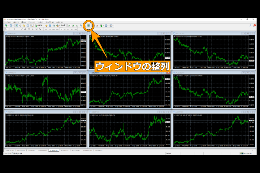 画像55：MT4使い方「チャートの整列」