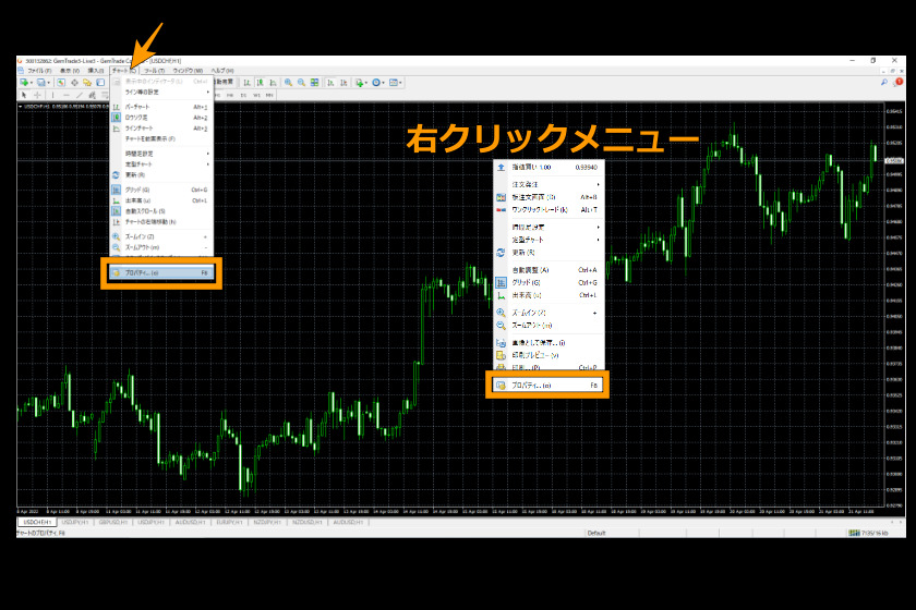 画像60：MT4使い方「プロパティ」