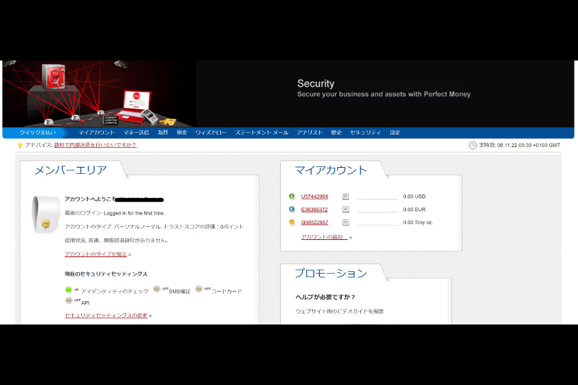 画像19：Perfect Moneyへのログイン方法3