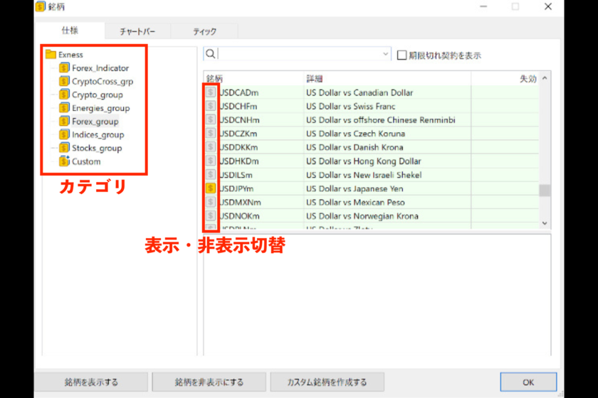 画像62：MT5使い方「銘柄選択2」