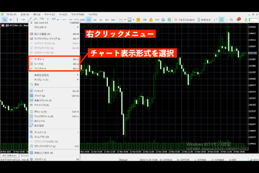 画像70：MT5使い方「表示形式変更」