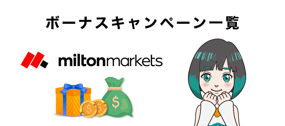 Milton Markets（ミルトンマーケッツ）最新のボーナスキャンペーン情報一覧表