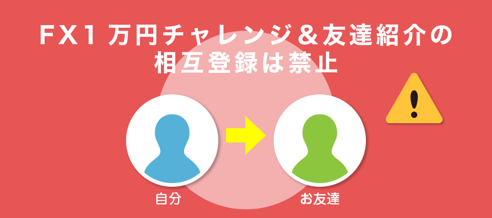 FX1万円チャレンジ＆友達紹介の相互登録は禁止