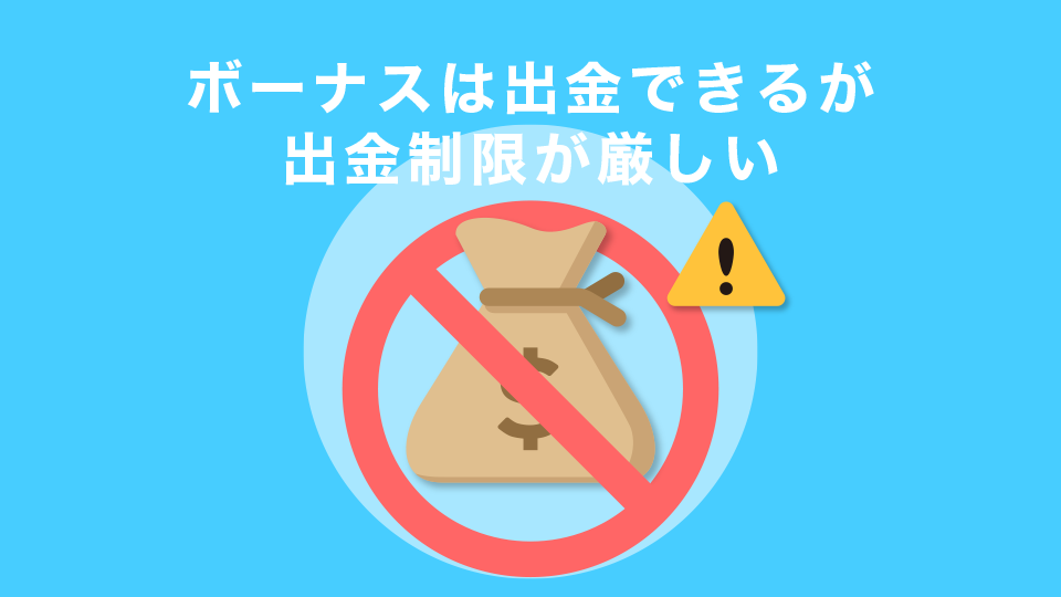 ボーナスは出金できるが出金制限が厳しい