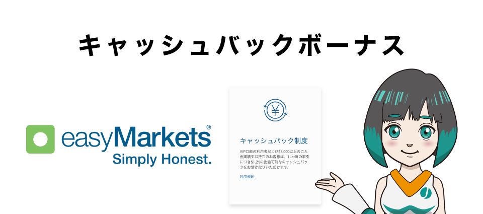 easyMarketsのキャッシュバックボーナスの詳細