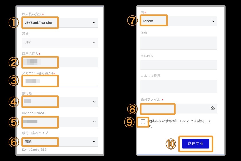 Swift Trader出金「国内銀行振込の出金方法3」