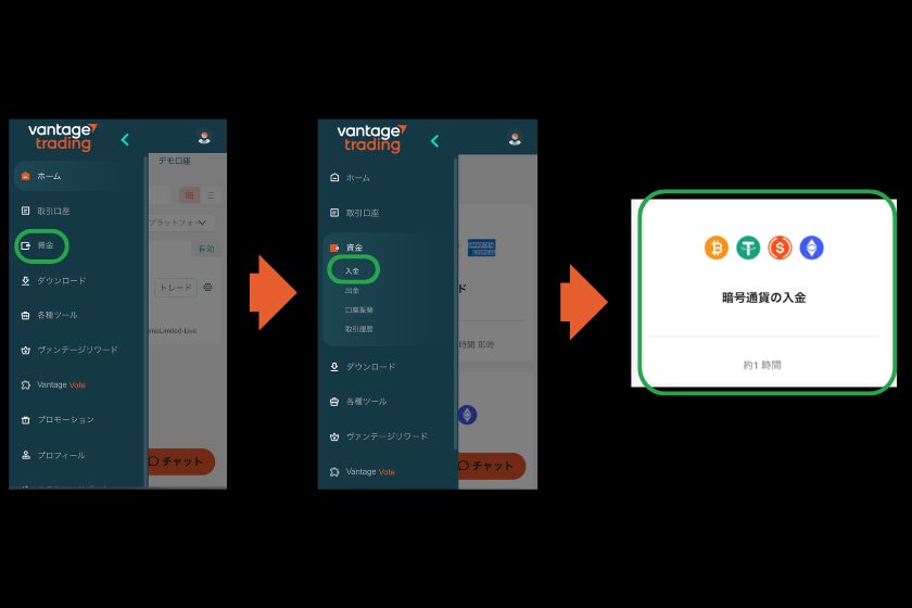 Vantage　入金「仮想通貨」01