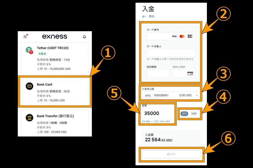画像04：Exness　入金「クレジットカード01」