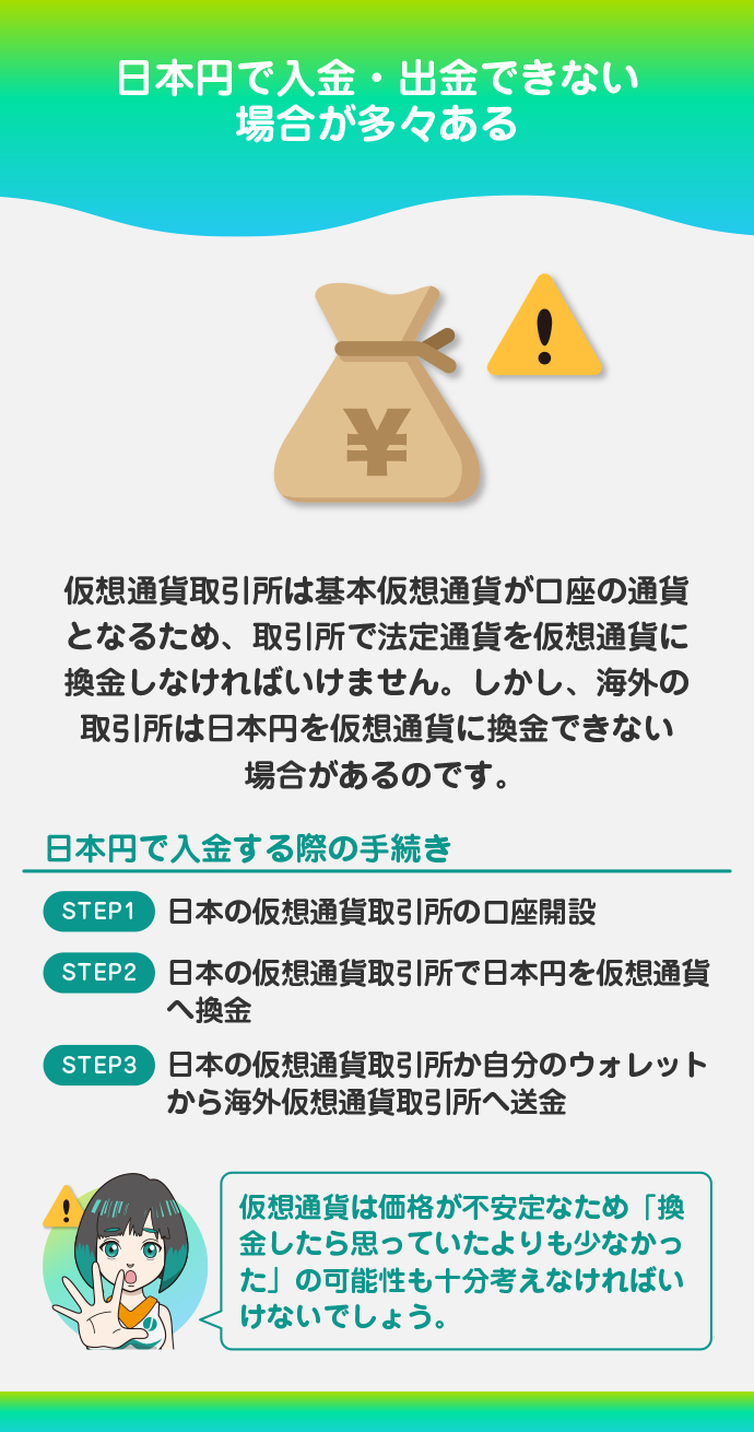 日本円を入金できない場合がある