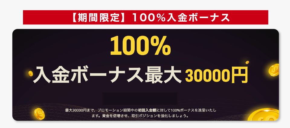 【期間限定】100％入金ボーナス
